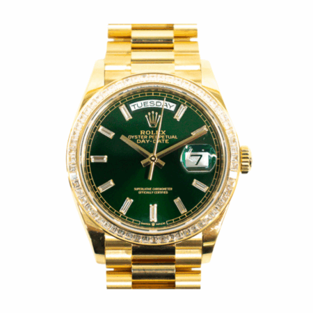 Rolex Day-Date 36 Yellow Gold Diamond Bezel Green Diamond Dial 128398TBR