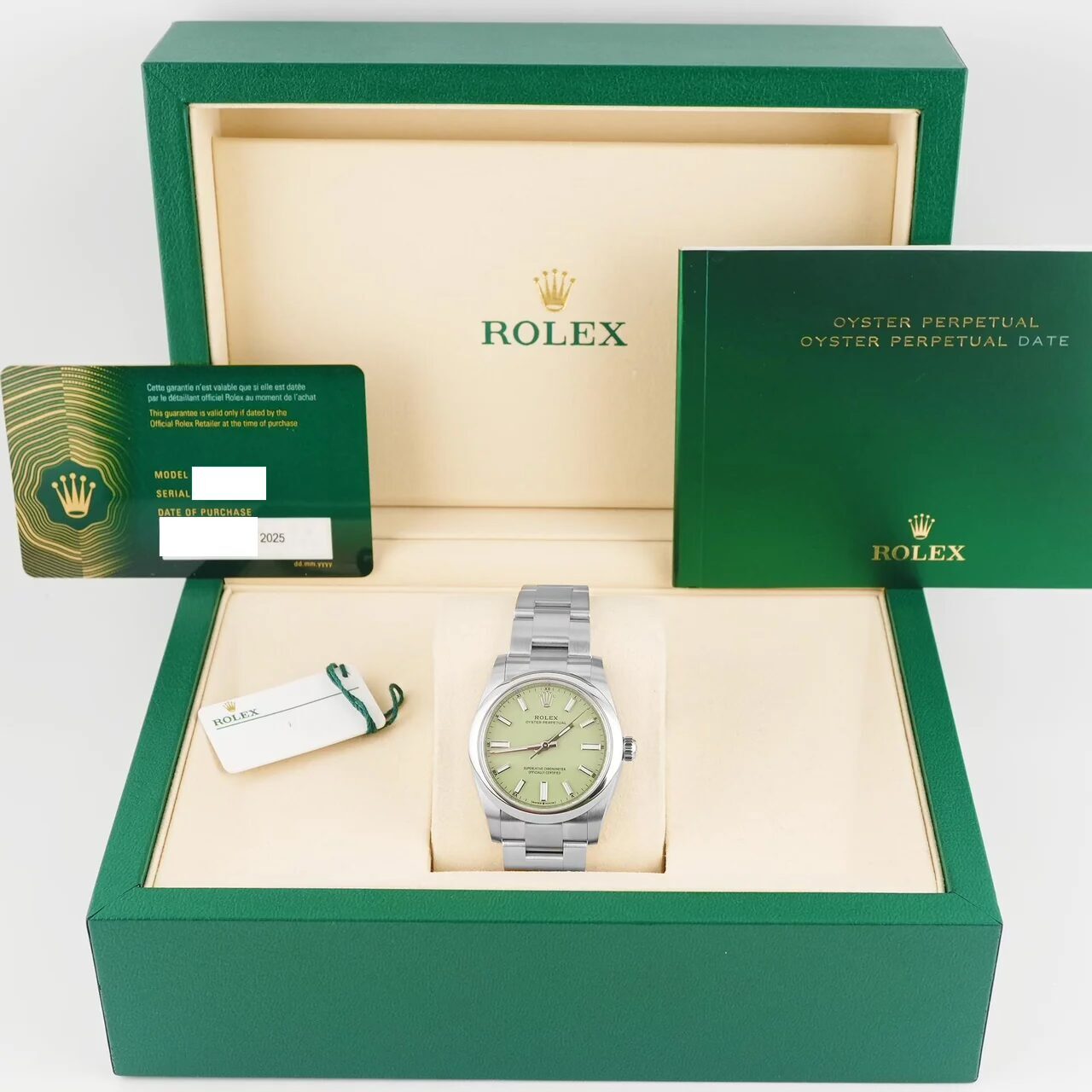 Rolex Oyster Perpetual Stainless Steel Pistachio Dial 124200