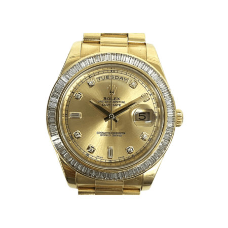 Rolex Day-Date II Diamond Bezel Yellow Gold Champagne Diamond Dial 218398BR