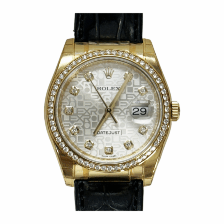 Rolex Datejust 36 Yellow Gold Silver Jubilee Diamond Dial 116188