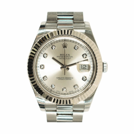 Rolex Datejust II Stainless Steel and White Gold Silver Diamond Dial 116334