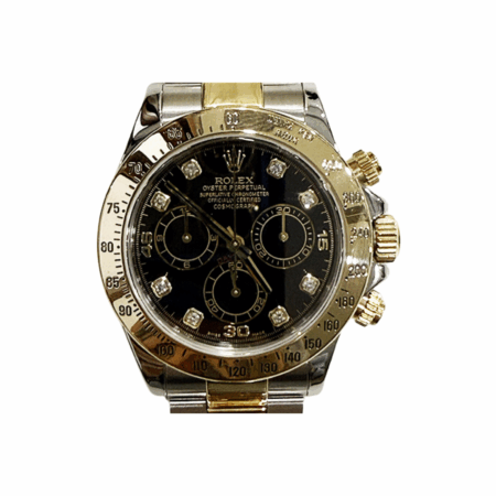 Rolex Daytona Stainless Steel and Yellow Gold Black Diamond Dial 116523G