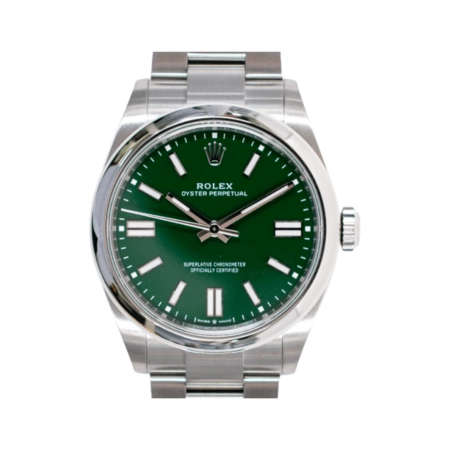Rolex Oyster Perpetual Stainless Steel Green Stick Dial 134300