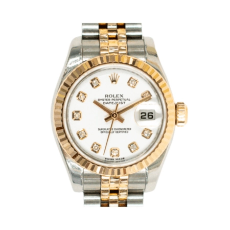 Rolex Lady-Datejust Rose Gold and Stainless Steel White Diamond Dial 179171G