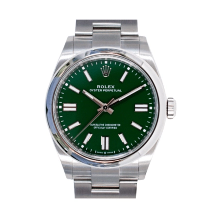 Rolex Oyster Perpetual Stainless Steel Green Stick Dial 134300
