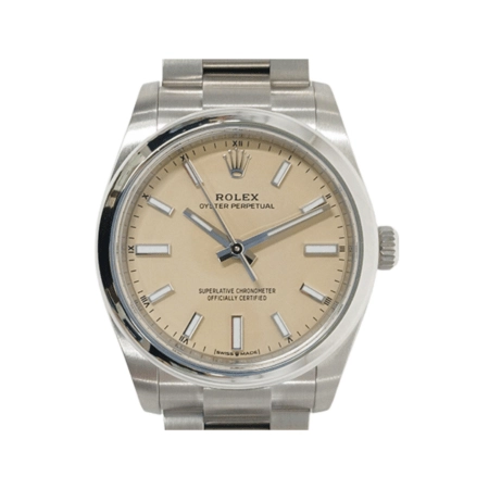 Rolex Oyster Perpetual Stainless Steel Beige Stick Dial 124200