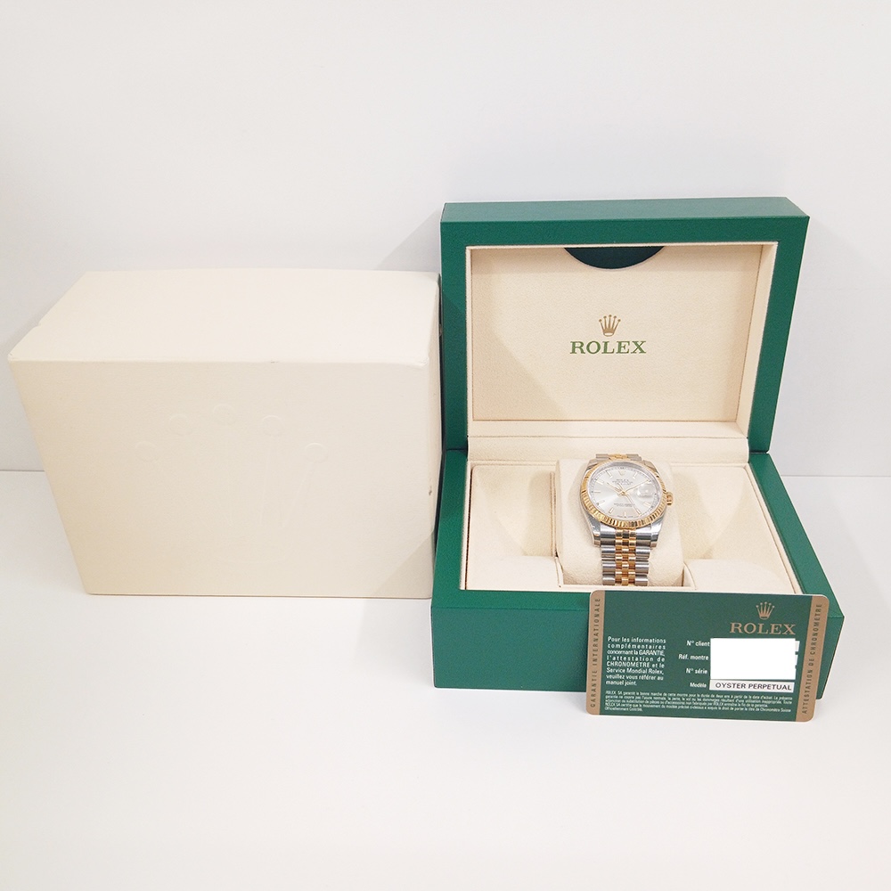 Rolex Datejust 36 Stainless Steel and Yellow Gold Silver Stick Dial 116233