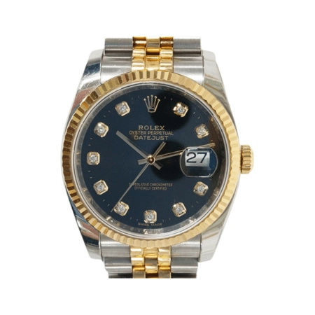 Rolex Datejust 36 Stainless Steel and Yellow Gold Black Diamond Dial 116233G