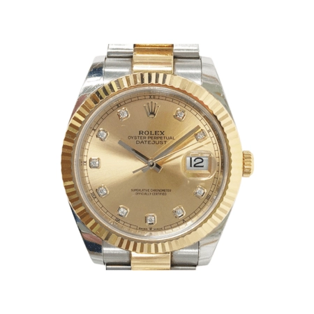 Rolex Datejust 41 Stainless Steel Yellow Gold Champagne Diamond Dial 126333G