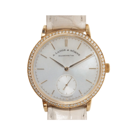 A. Lange & Söhne Saxonia Automatic Yellow Gold Diamond Bezel Silver Stick Dial 840.021