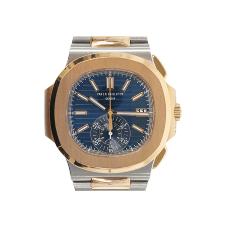 Patek Philippe Nautilus Flyback Chronograph Stainless Steel and Rose Gold Blue Dial 5980/1AR-001