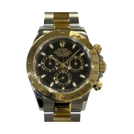 Rolex Daytona Stainless Steel Yellow Gold Black Dial 116523