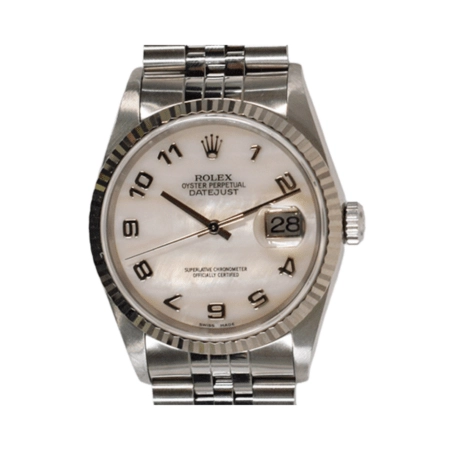 Rolex Datejust 36 Stainless Steel/White Gold MOP Arabic Dial 16234