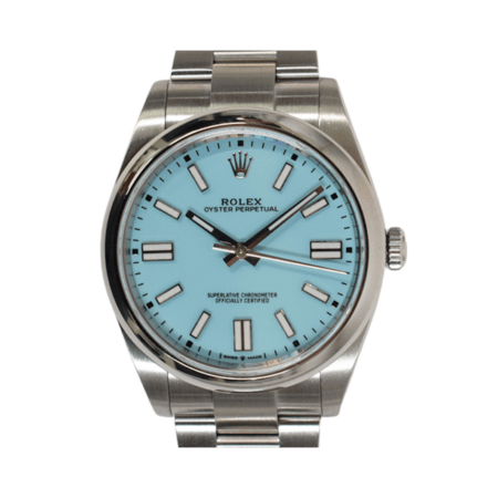 Rolex Oyster Perpetual 41 Stainless Steel Turquoise Stick Dial 124300
