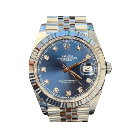 Rolex Datejust 41 Stainless Steel and White Gold Blue Diamond Dial 126334