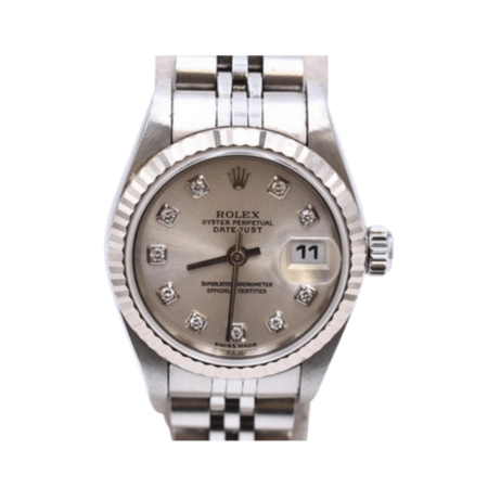 Rolex Lady-Datejust Stainless Steel/White Gold with Silver Diamond Dial 79174G