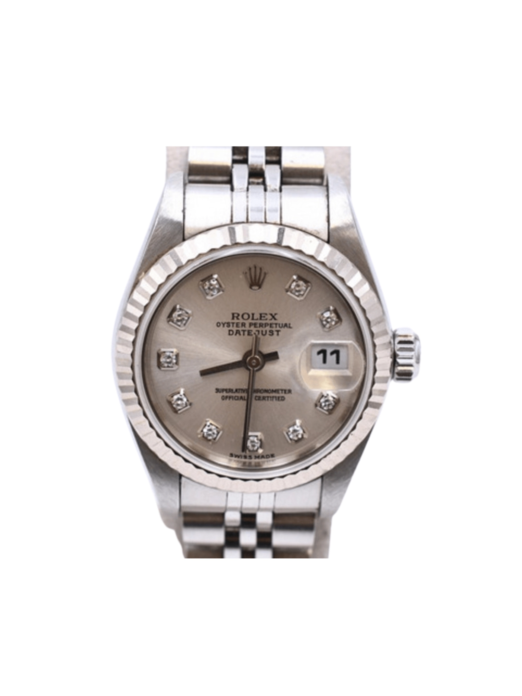 Rolex Lady-Datejust Stainless Steel/White Gold with Silver Diamond Dial 79174G