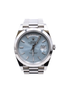 Rolex Day-Date 40 Platinum Ice Blue Diagonal Dial 228206