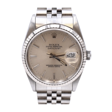 Rolex Datejust 36 Stainless Steel and White Gold Silver Dial 16234