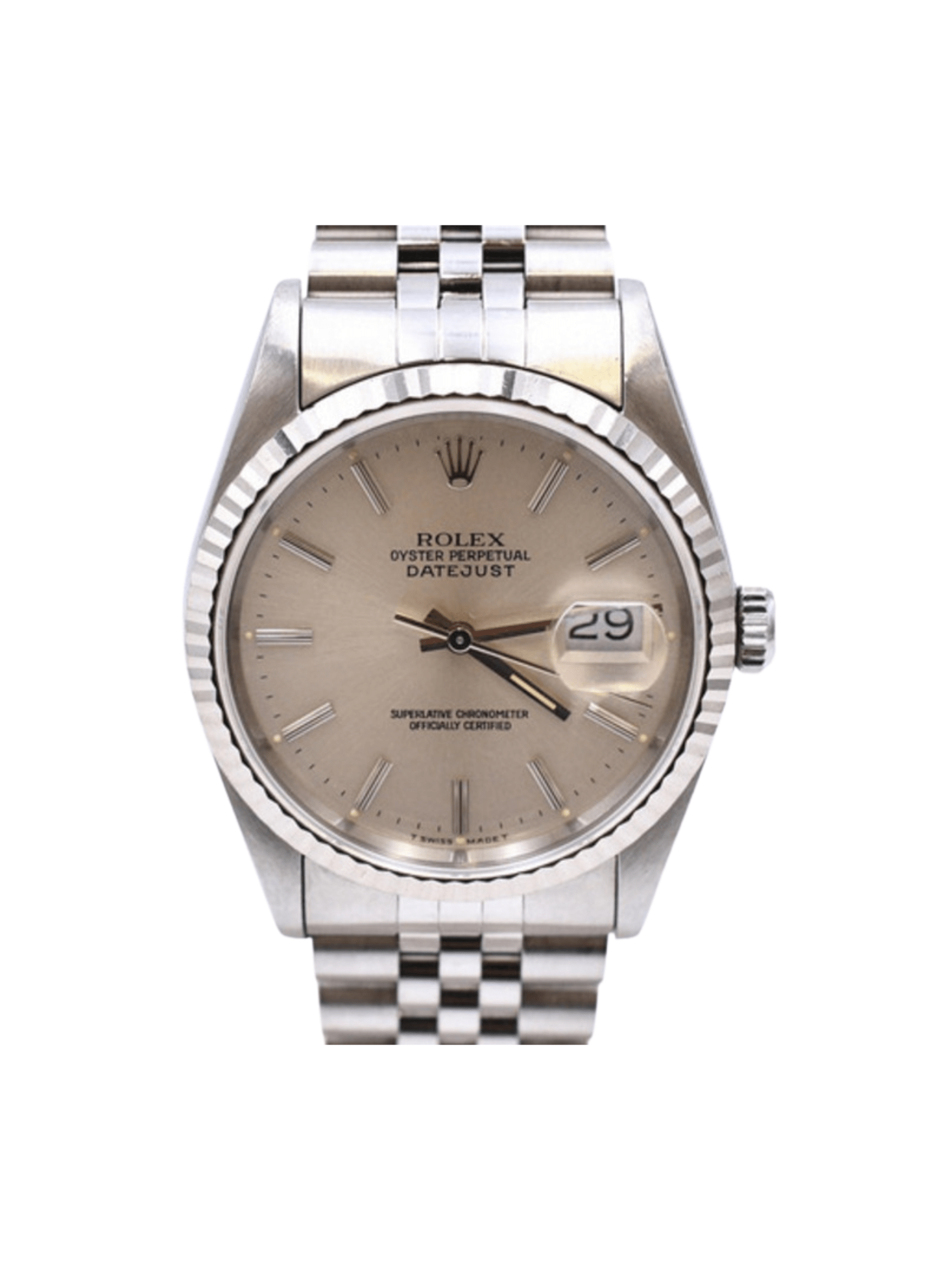 Rolex Datejust 36 Stainless Steel and White Gold Silver Dial 16234