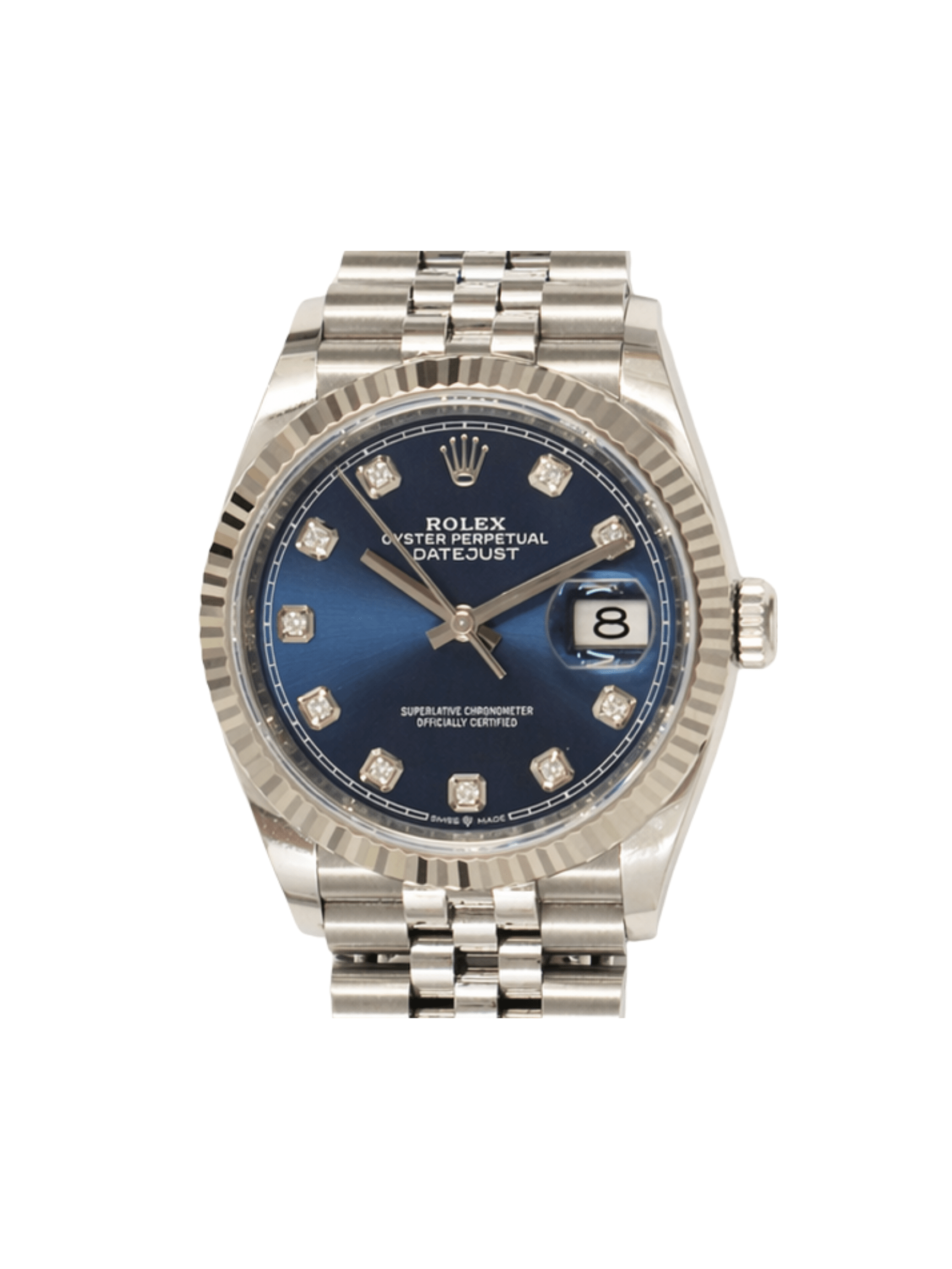 Rolex Datejust 36 Stainless Steel and White Gold Blue Diamond Dial 126234G