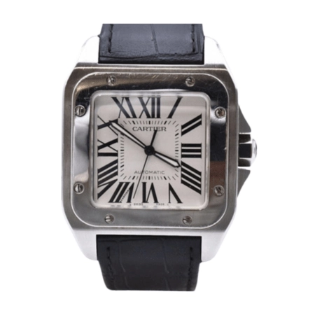 Cartier Santos 100 Large Stainless Steel White Roman Dial W20073X8