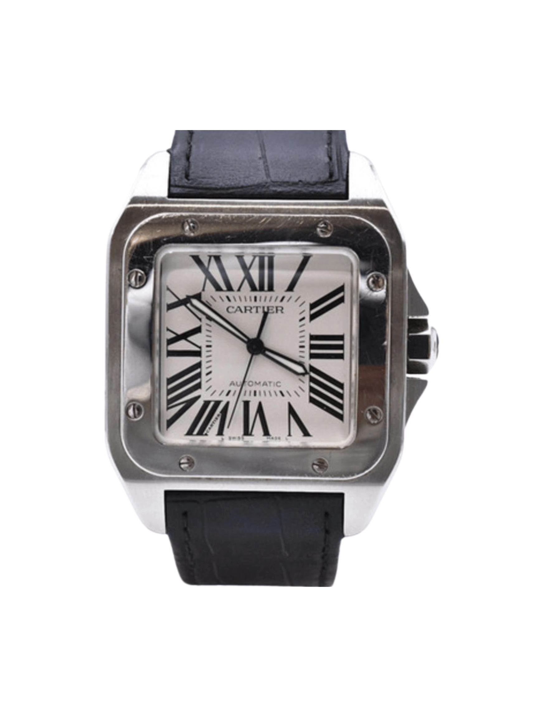 Cartier Santos 100 Large Stainless Steel White Roman Dial W20073X8