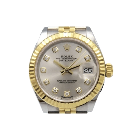 Rolex Lady-Datejust Stainless Steel and Yellow Gold Silver Diamond Dial 279173