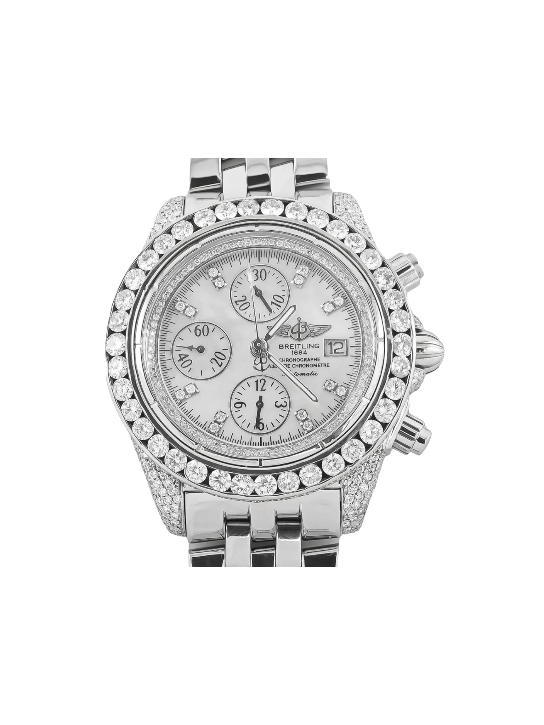 Breitling Chronomat Evolution Stainless Steel Mother of Pearl Diamond Dial A13356