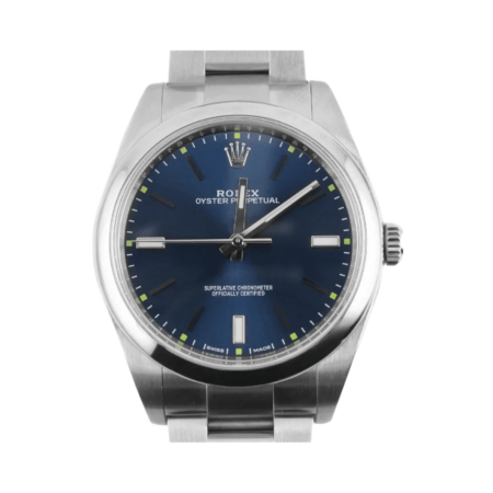 Rolex Oyster Perpetual 39 Stainless Steel Blue Stick Dial 114300