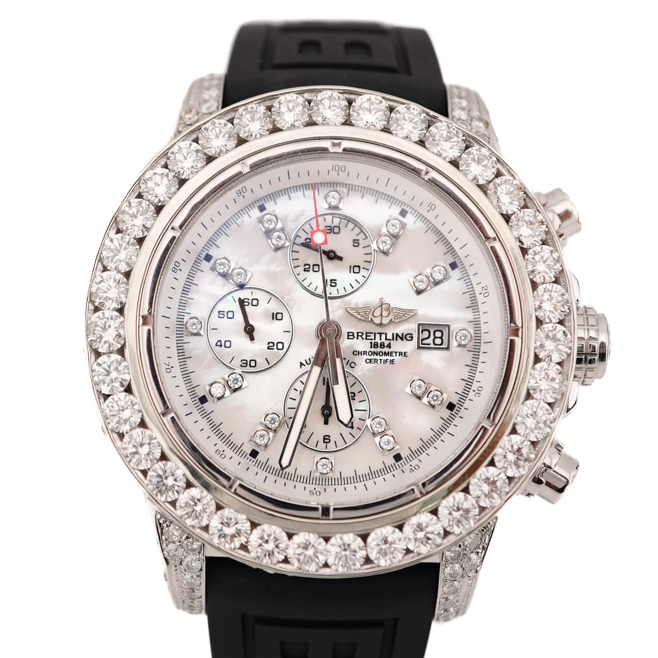 Breitling Super Avenger Chronograph Stainless Steel Mother of Pearl Diamond Dial A13370