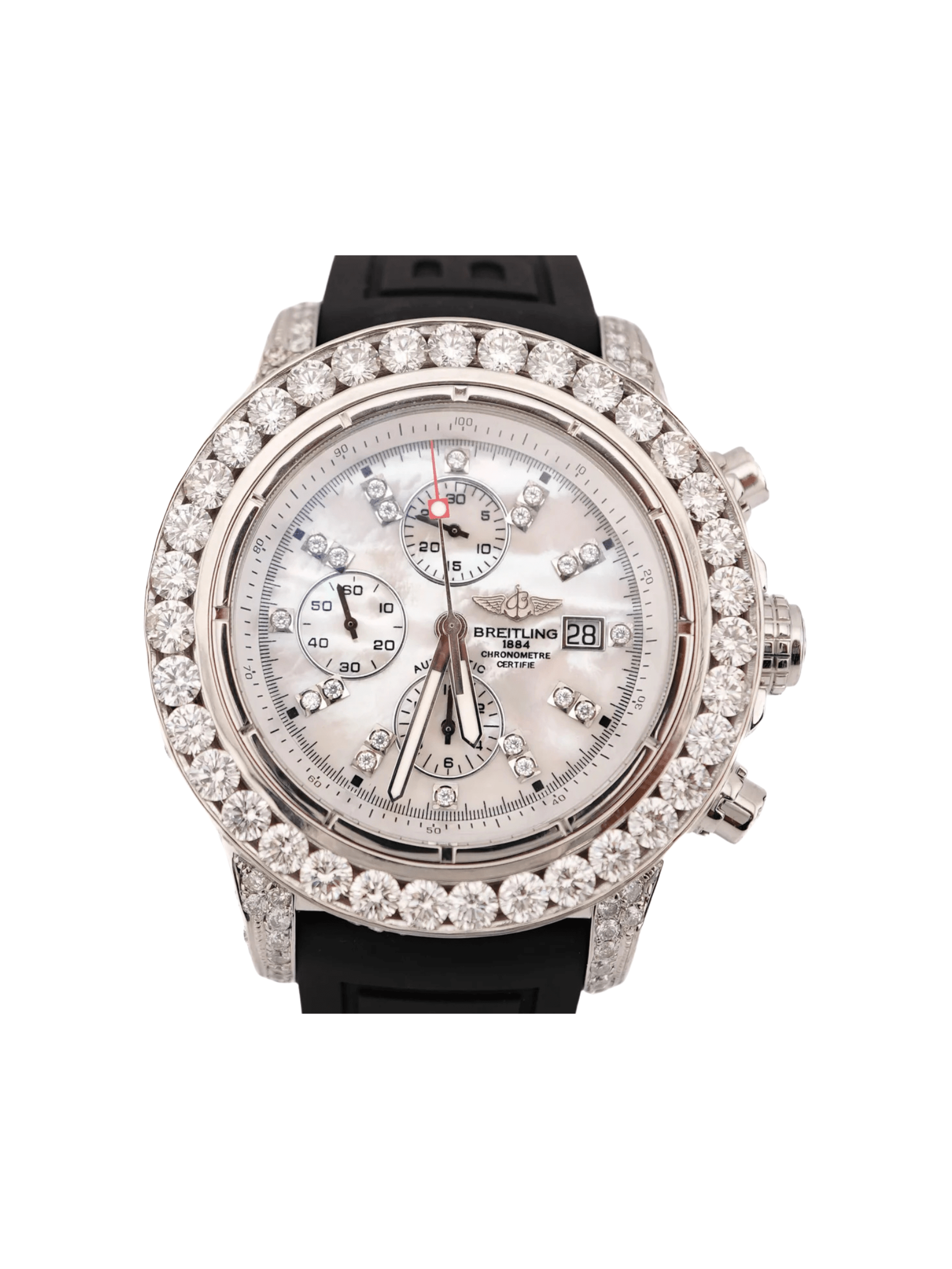 Breitling Super Avenger Chronograph Stainless Steel Mother of Pearl Diamond Dial A13370