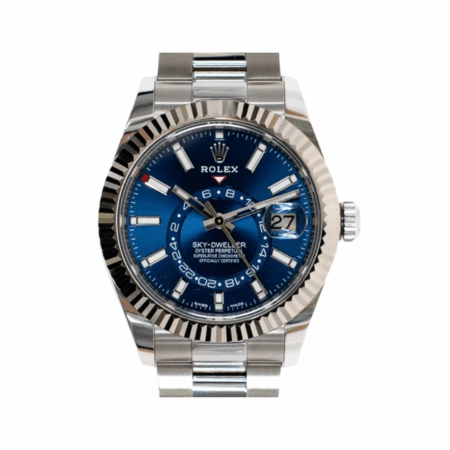 Rolex Sky-Dweller Stainless Steel White Gold Blue Stick Dial 326934