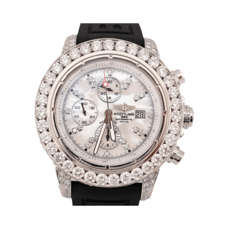 Breitling Super Avenger Chronograph Stainless Steel White Mother of Pearl Diamond Dial A13370
