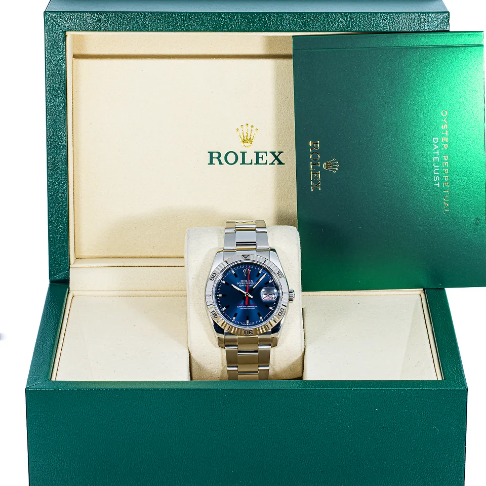 Rolex Datejust Turn-O-Graph Stainless Steel and White Gold Blue Dial 116264