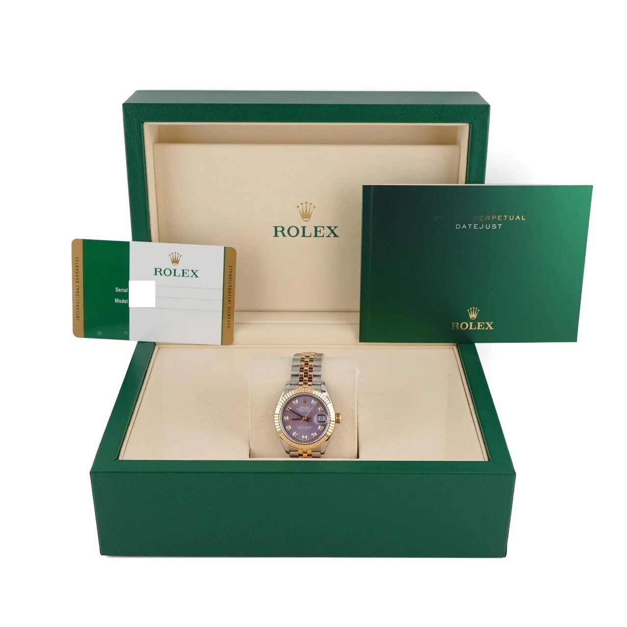Rolex Lady-Datejust Stainless Steel and Yellow Gold Lavender Diamond Dial 279173
