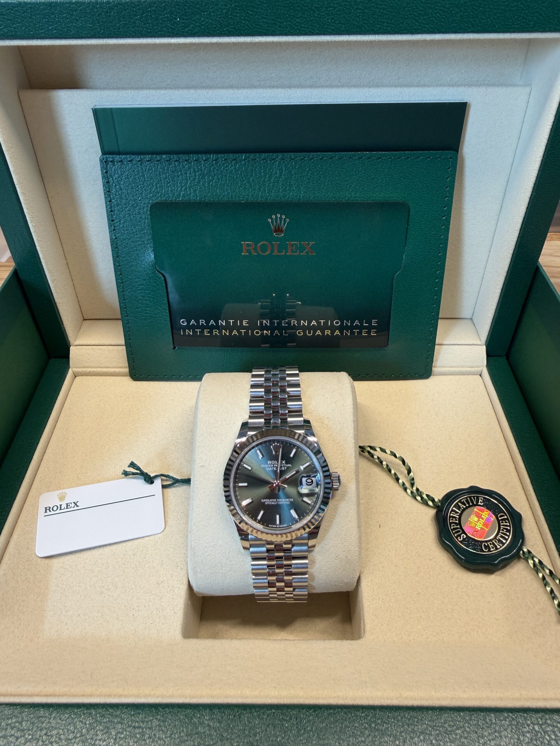 Rolex Datejust 31 Stainless Steel and White Gold Green Stick Dial 278274