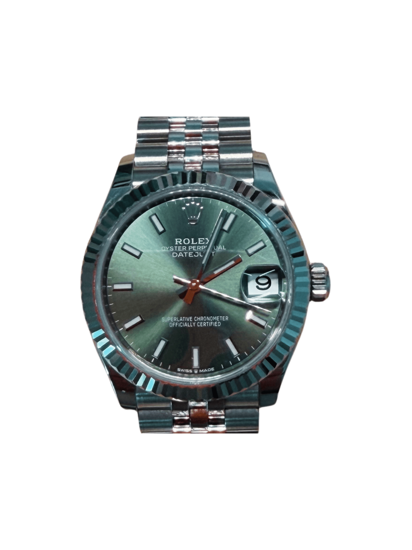 Rolex Datejust 31 Stainless Steel and White Gold Green Stick Dial 278274