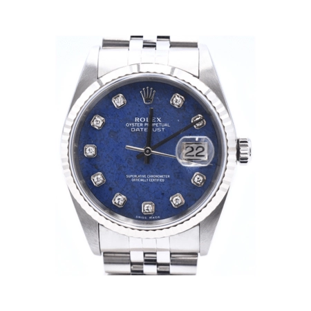 Rolex Datejust 36 Stainless Steel and White Gold Blue Diamond Dial 16234G