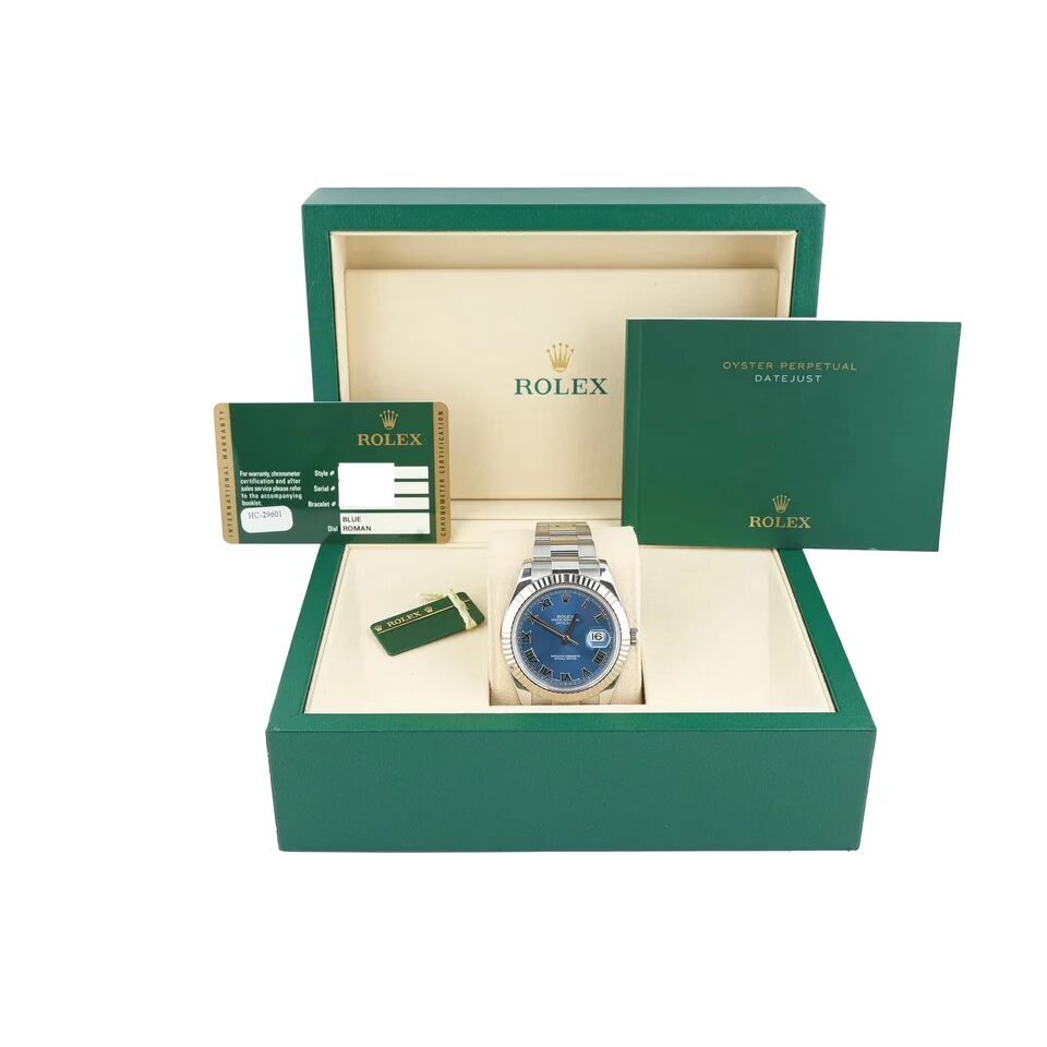 Rolex Datejust II Stainless Steel and White Gold Blue Roman Dial 116334