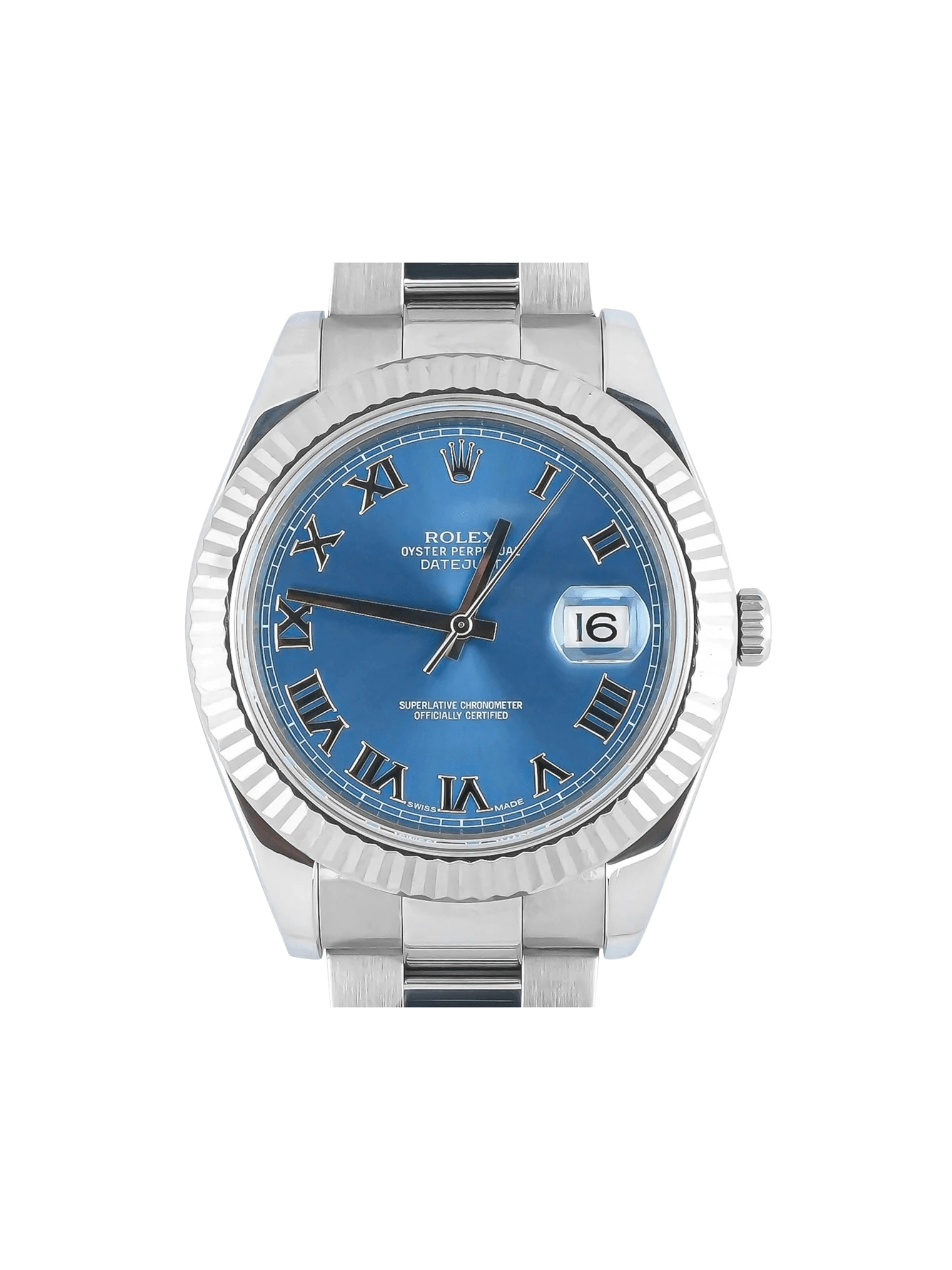 Rolex Datejust II Stainless Steel and White Gold Blue Roman Dial 116334