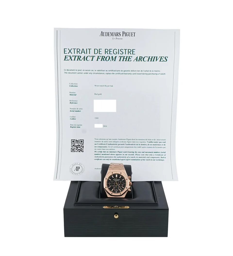 Audemars Piguet Royal Oak Chronograph Rose Gold Black Dial 26320OR.OO.1220OR.01