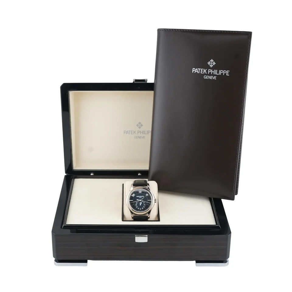 Patek Philippe Complications Annual Calendar Moon Phase White Gold Blue Dial 5205G-013