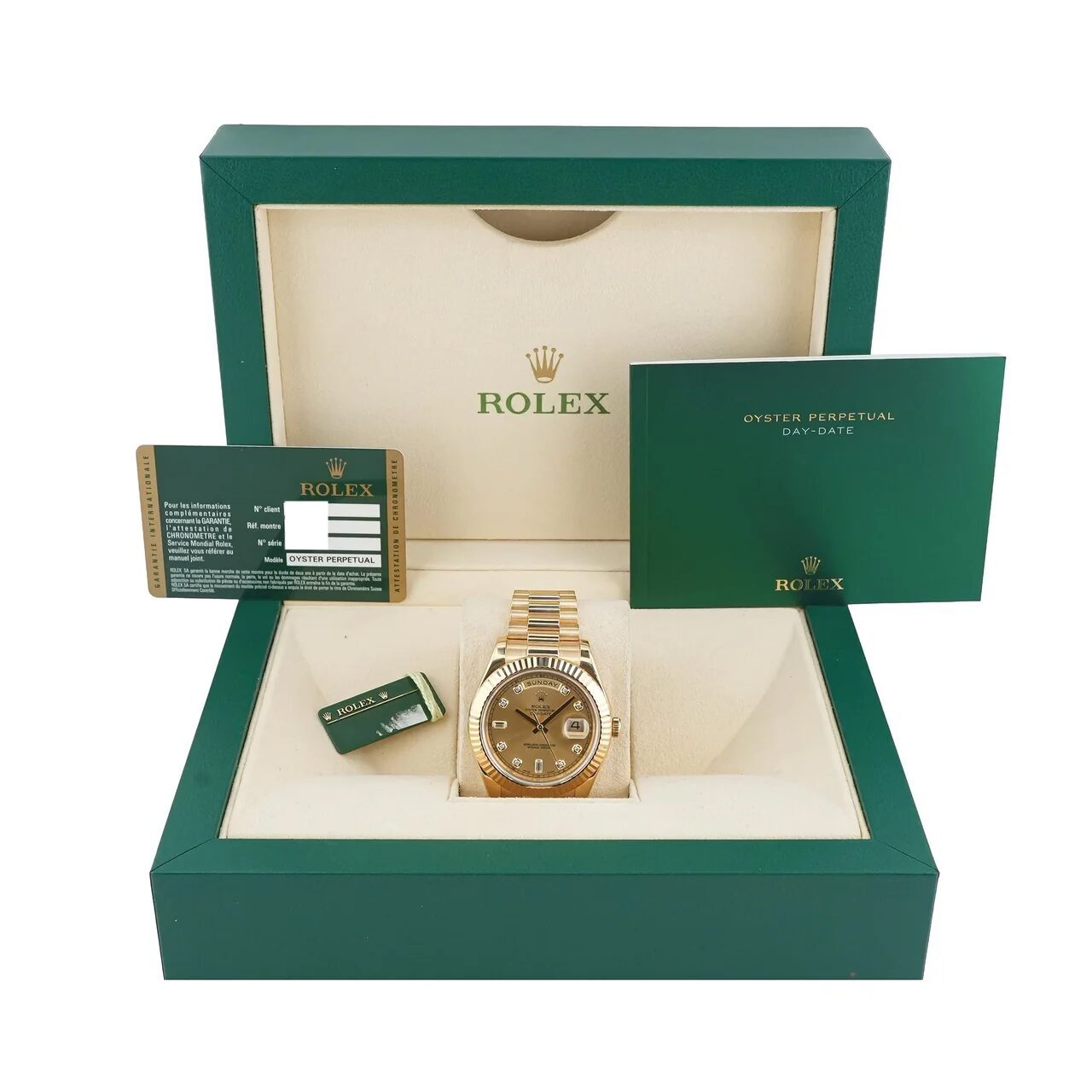 Rolex Day-Date II Yellow Gold Champagne Diamond Dial 218238