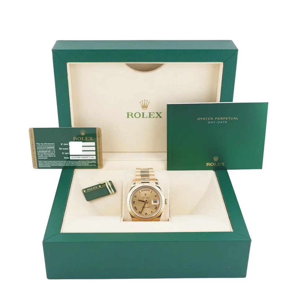 Rolex Day-Date II Yellow Gold Champagne Roman Dial 218238