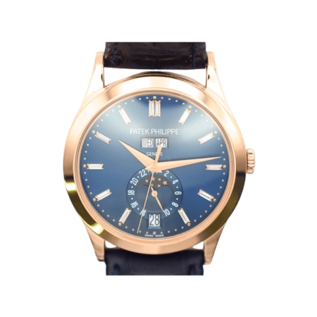 Patek Philippe Annual Calendar Rose Gold Blue Baguette Diamond Dial 5396R-015
