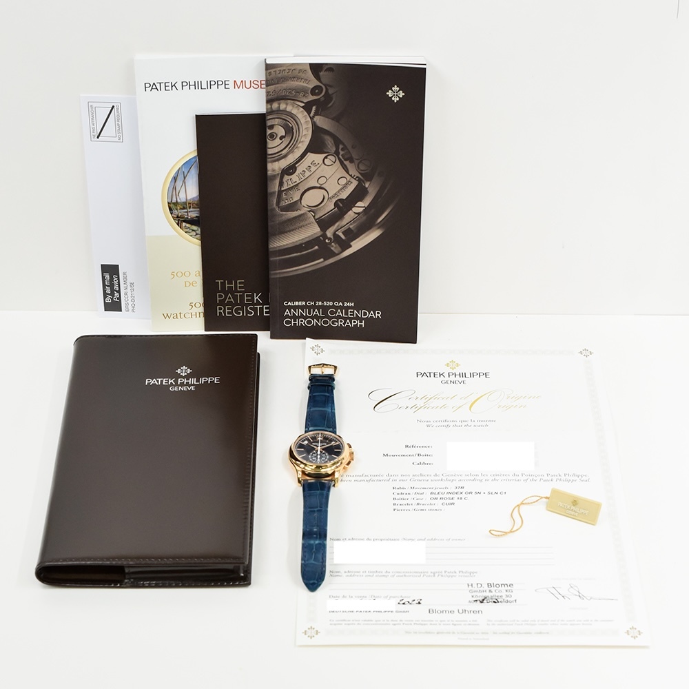Patek Philippe Flyback Chronograph Annual Calendar Rose Gold Blue Dial 5905R-010