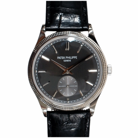 Patek Philippe Calatrava Clou De Paris White Gold Grey Stick Dial 6119G-001