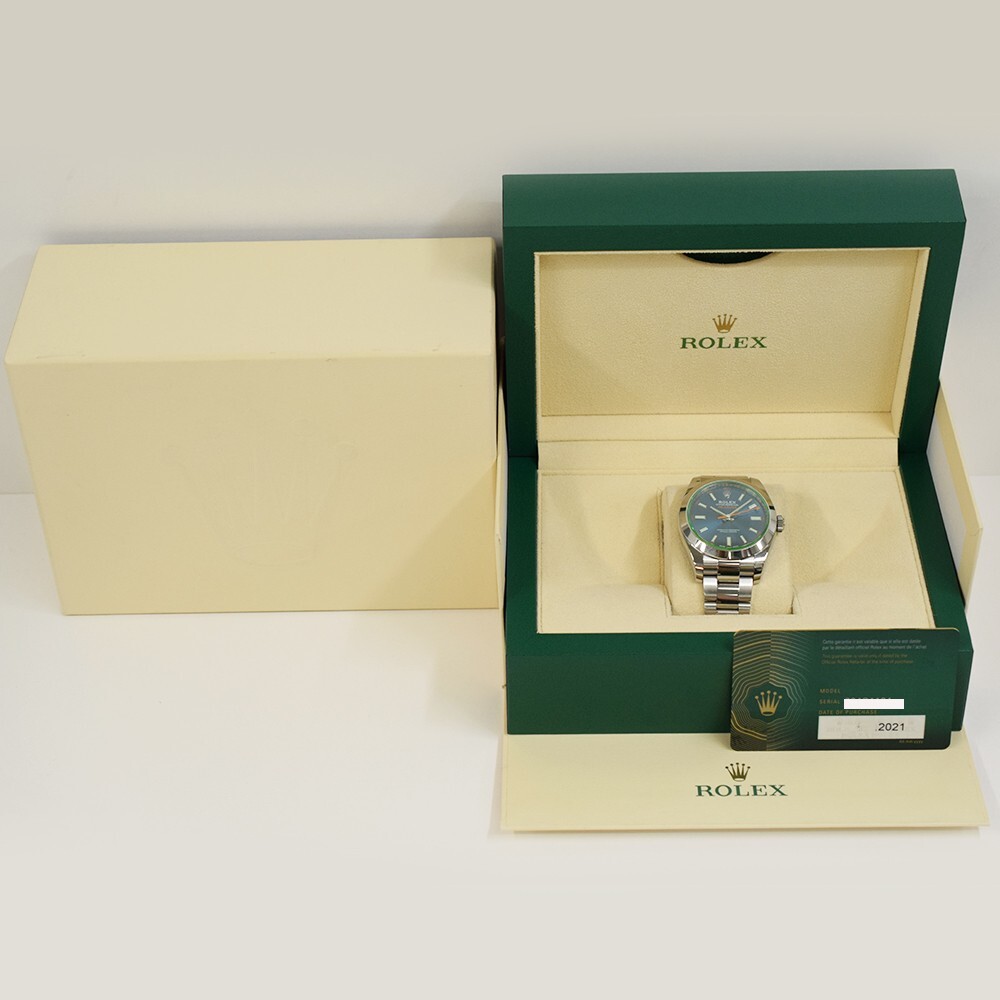 Rolex Milgauss Stainless Steel Green Crystal Blue Dial 116400GV