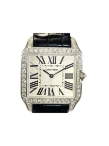 Cartier Santos Dumont Diamond Bezel White Gold White Roman Dial WH100251
